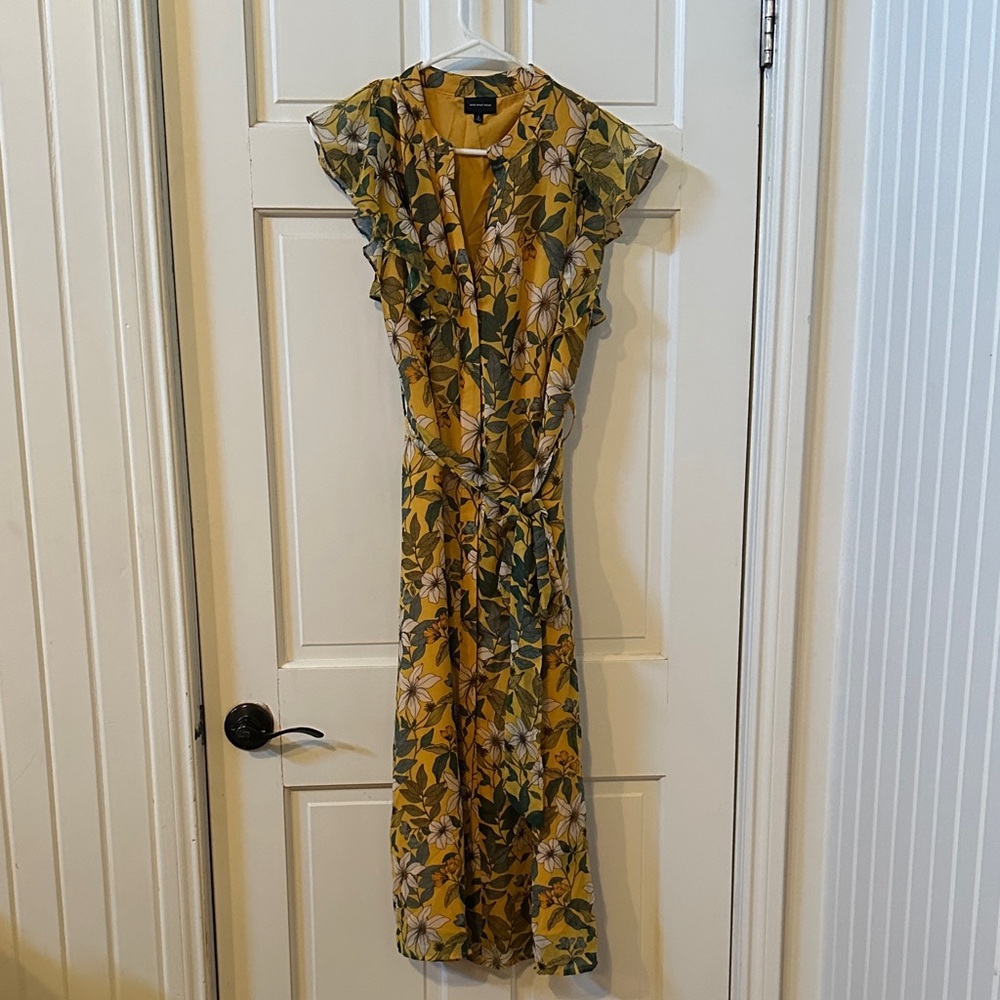 Who What Wear Mustard and Olive Floral Maxi Dress